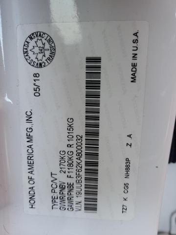 2019 ACURA TLX TECHNO 19UUB3F62KA800032