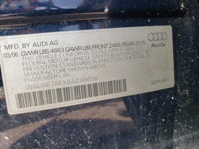 2006 Audi A4 2 Turbo VIN: WAUAF78EX6A236456 Lot: 44132224