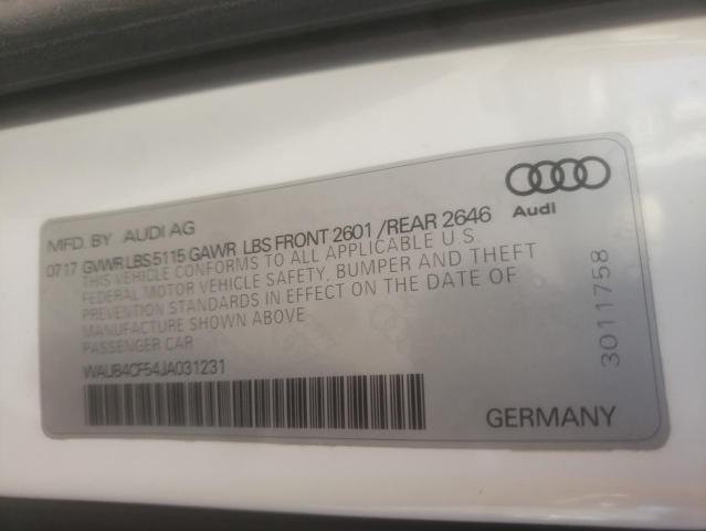 2018 Audi S5 Premium Plus VIN: WAUB4CF54JA031231 Lot: 42935714
