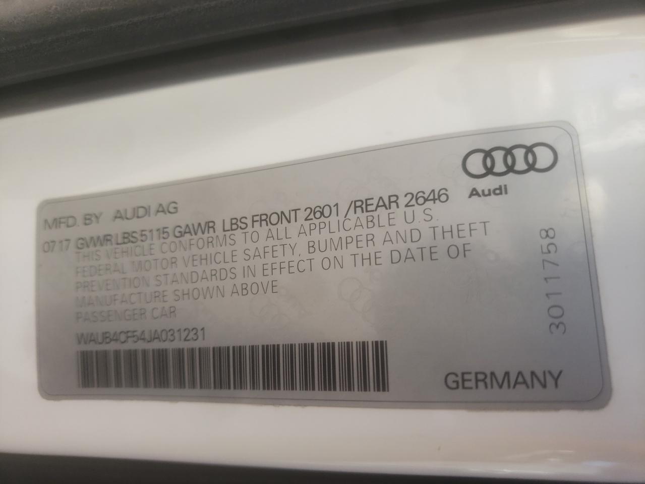 WAUB4CF54JA031231 2018 Audi S5 Premium Plus