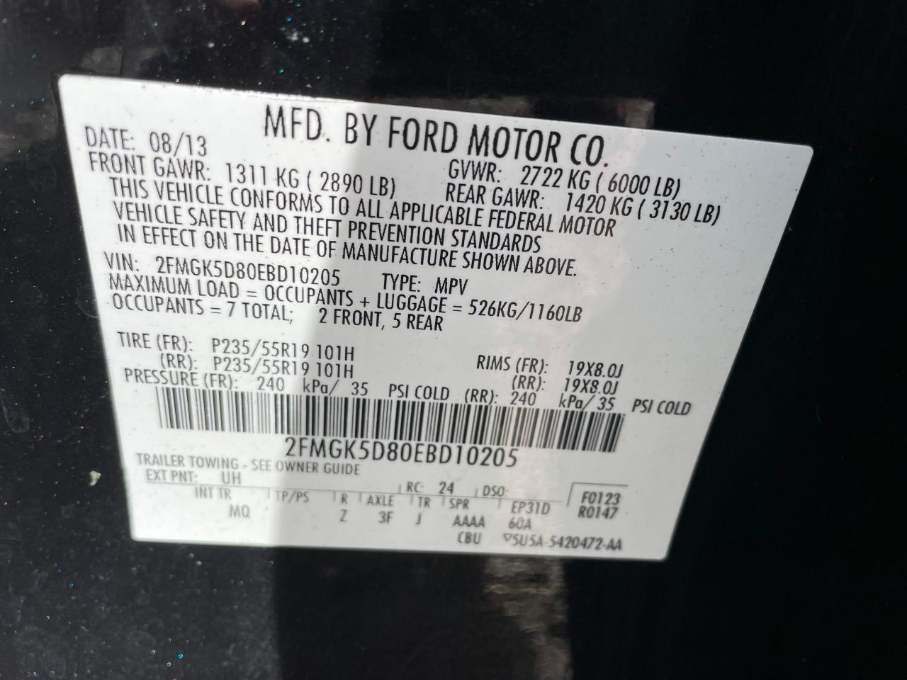 2FMGK5D80EBD10205 2014 Ford Flex Limited