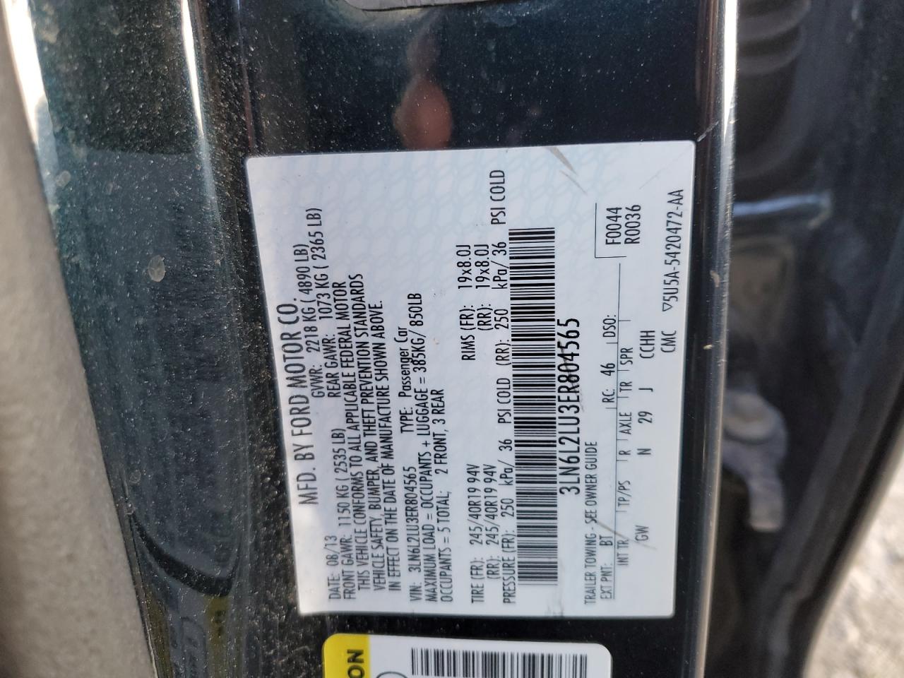 3LN6L2LU3ER804565 2014 Lincoln Mkz Hybrid