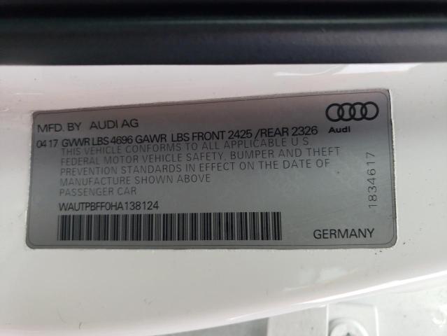2017 AUDI A3 E-TRON WAUTPBFF0HA138124