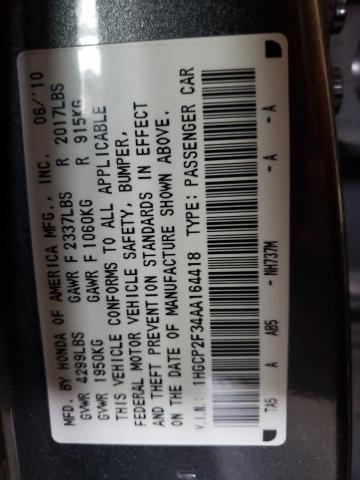 2010 Honda Accord Lx VIN: 1HGCP2F34AA164418 Lot: 44950214