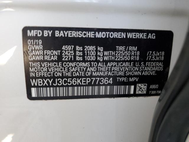 VIN WBXYJ3C56KEP77364 2019 BMW X2, Sdrive28I no.12