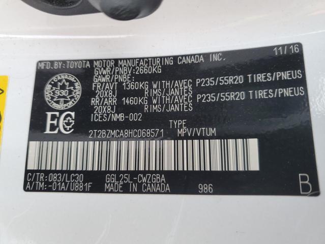 2017 LEXUS RX 350 BAS 2T2BZMCA8HC068571