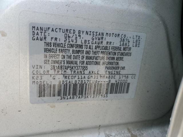 2019 NISSAN SENTRA S 3N1AB7AP5KY377955