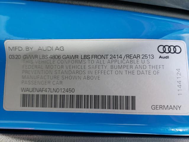 2020 AUDI A4 PREMIUM WAUENAF47LN012450