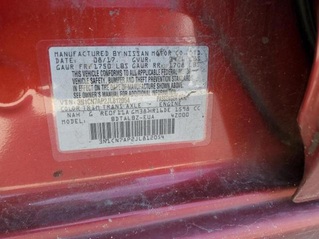 2018 NISSAN VERSA S 3N1CN7AP2JL812054