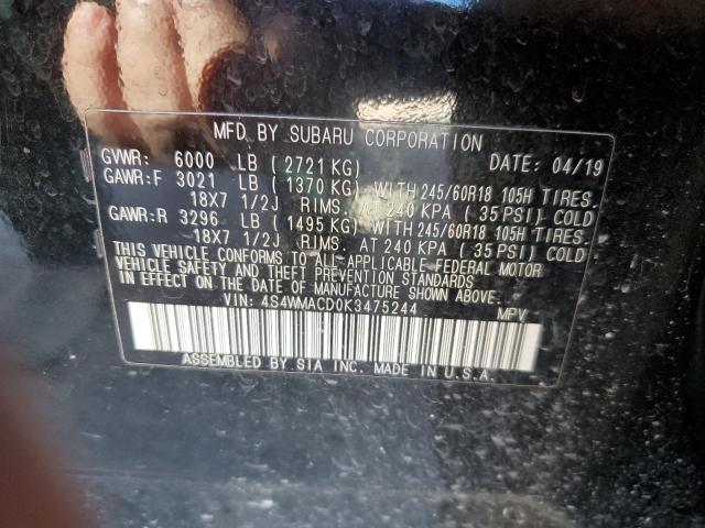 2019 SUBARU ASCENT PRE - 4S4WMACD0K3475244
