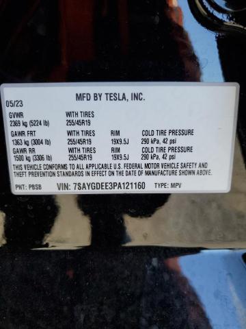 VIN 7SAYGDEE3PA121160 Tesla Model Y  2023 12