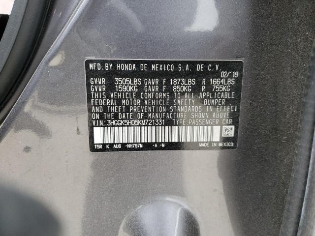 2019 HONDA FIT EXL 3HGGK5H05KM721331