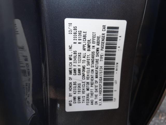 Image 12 of 2016 Honda Accord salvage vehicle - Lot #41722964 at Copart