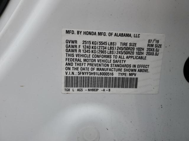 2020 HONDA PILOT TOUR - 5FNYF5H91LB000516