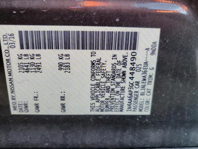 2016 NISSAN MAXIMA 3.5 1N4AA6AP3GC448490