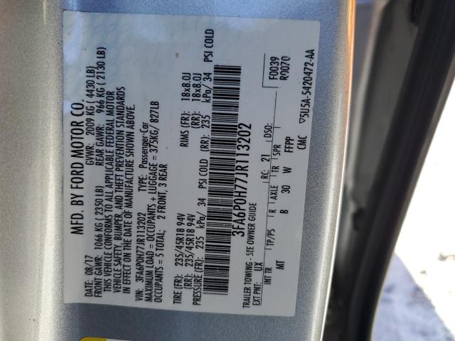 2018 FORD FUSION SE 3FA6P0H77JR113202