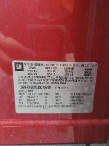 2018 CHEVROLET EQUINOX LT 3GNAXSEV6JS543760