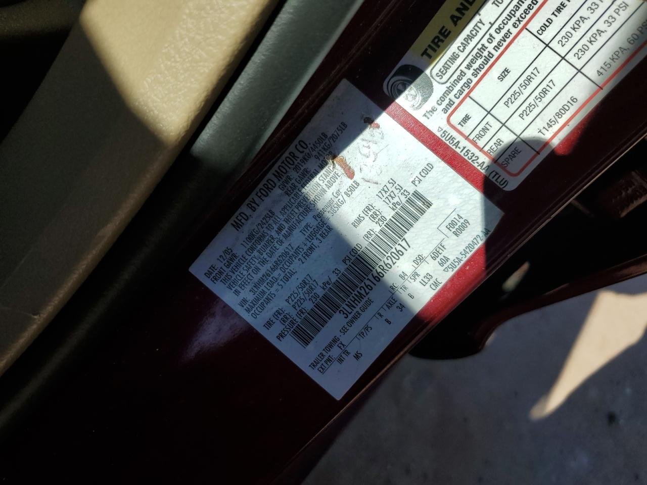 3lnhm26166r620617 3LNHM26166R620617 2006 Lincoln Zephyr