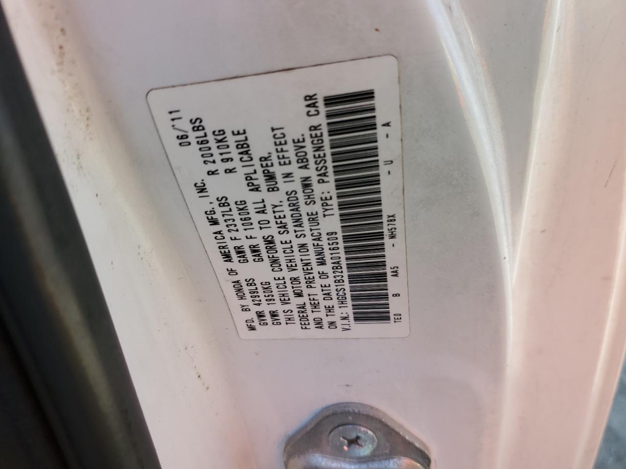 1HGCS1B32BA016509 2011 Honda Accord Lx-S