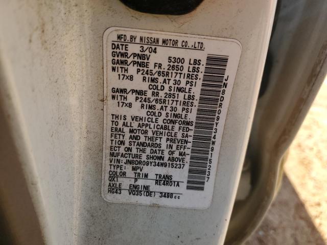 JN8DR09Y34W915237 2004 Nissan Pathfinder Le
