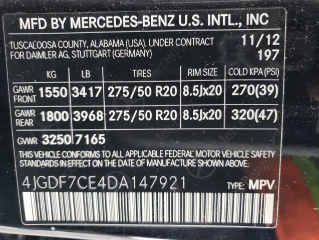 VIN 4JGDF7CE4DA147921 2013 Mercedes-Benz GL-Class, ... no.13