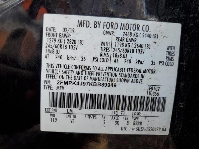 2FMPK4J97KBB89949 2019 FORD EDGE, photo no. 13