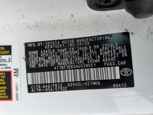 2010 Toyota Camry Base VIN: 4T1BF3EK0AU539551 Lot: 41307034