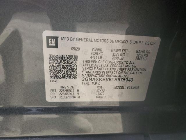2020 CHEVROLET EQUINOX LT 3GNAXKEV6LS675940