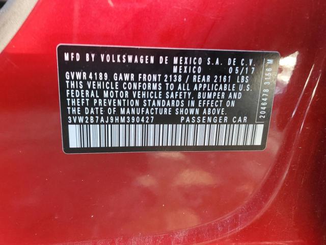 2017 Volkswagen Jetta S VIN: 3VW2B7AJ9HM390427 Lot: 43824694
