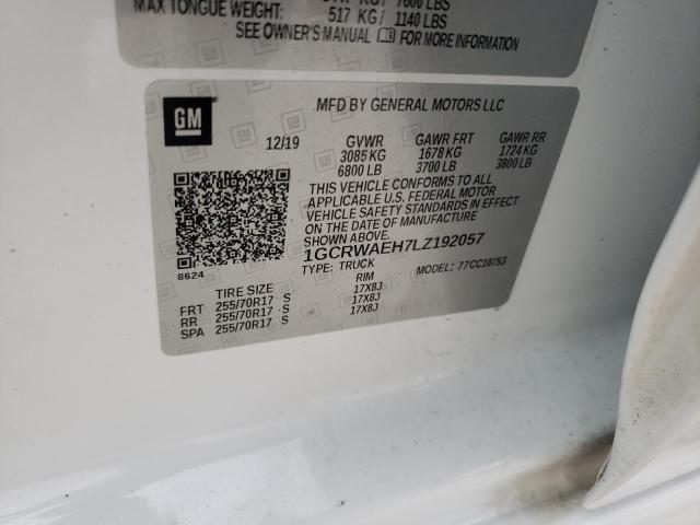 2020 CHEVROLET SILVERADO 1GCRWAEH7LZ192057