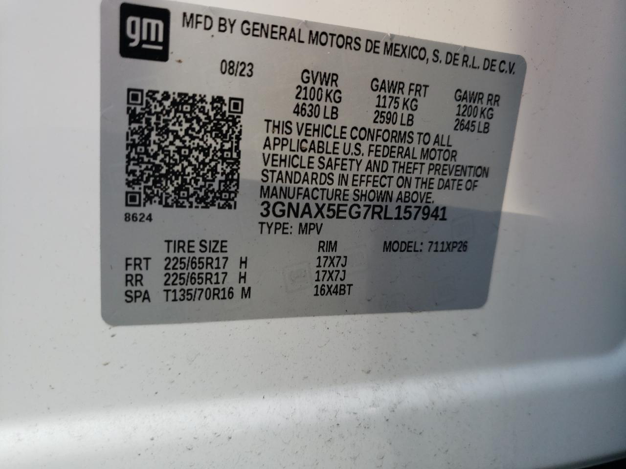 3GNAX5EG7RL157941 2024 Chevrolet Equinox Ls