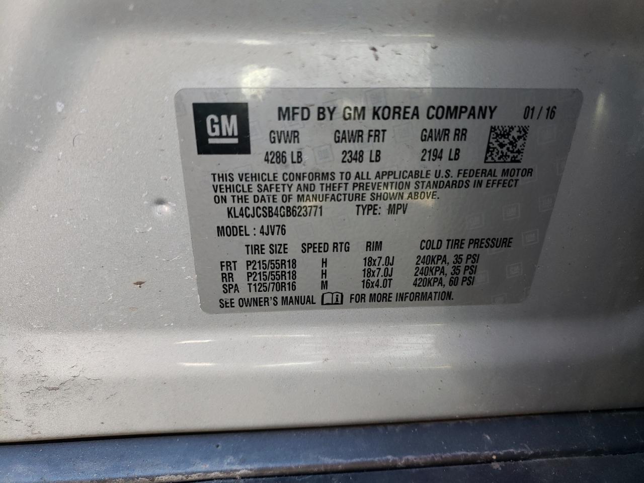 KL4CJCSB4GB623771 2016 Buick Encore