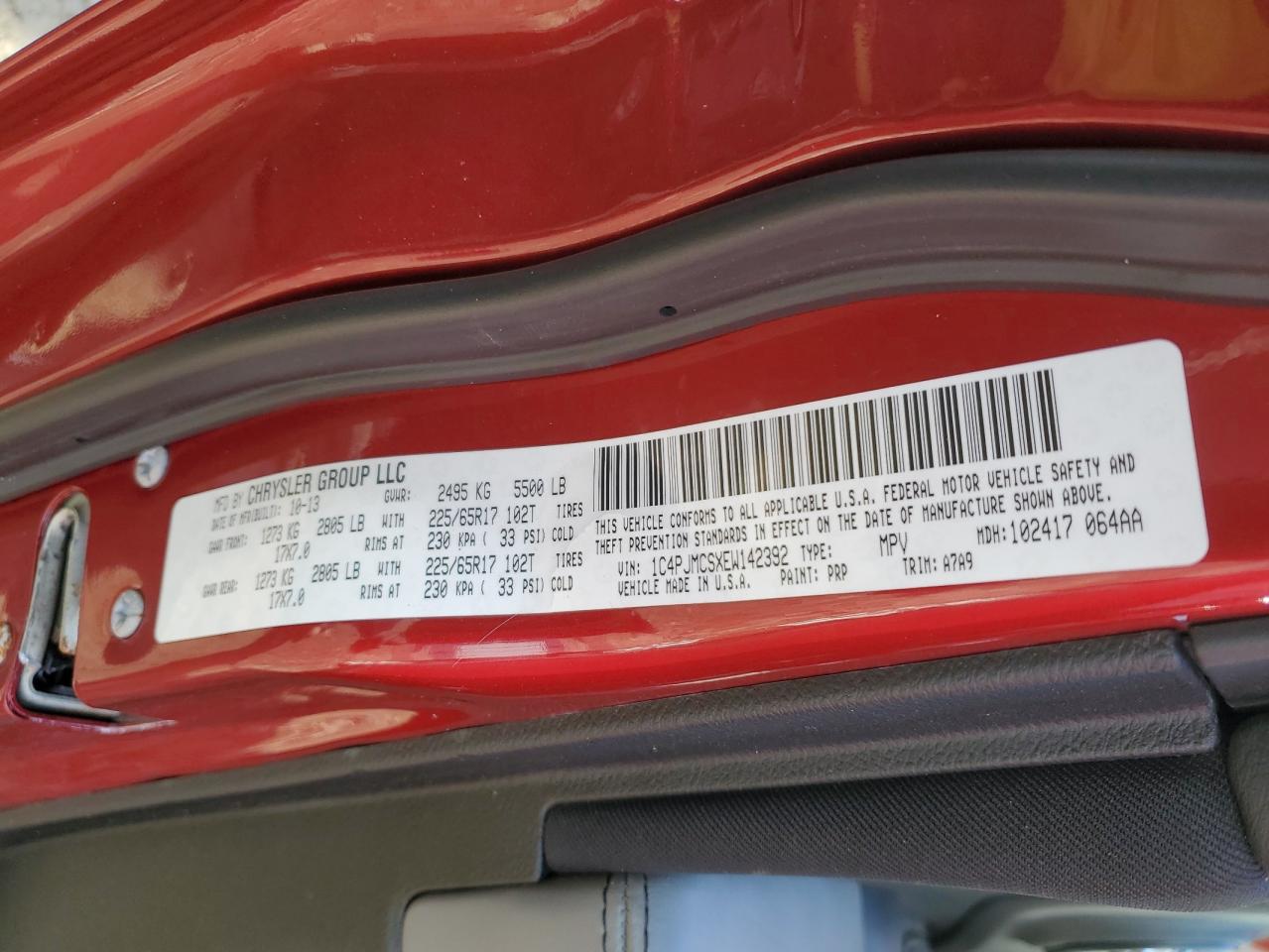 1C4PJMCSXEW142392 2014 Jeep Cherokee Latitude