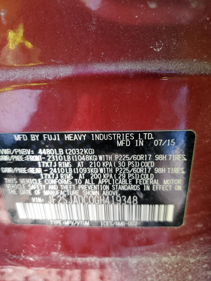 JF2SJADC0GH419348 2016 Subaru Forester 2.5I Premium