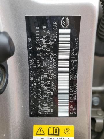 2017 LEXUS ES 350 58ABK1GGXHU050540