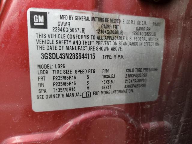 2008 Saturn Vue Xe VIN: 3GSDL43N28S644115 Lot: 42327914