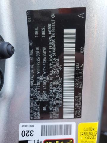 2019 TOYOTA SIENNA XLE 5TDDZ3DC1KS221507