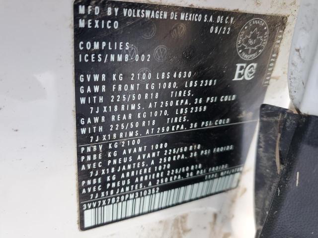 2023 VOLKSWAGEN TAOS COMFO 3VV7X7B29PM310352