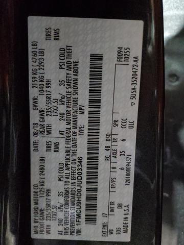 2018 FORD ESCAPE SEL 1FMCU9HD0JUD03346