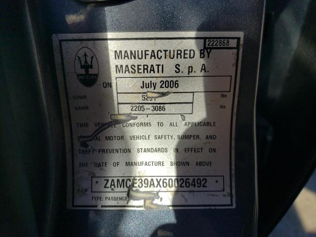 2006 Maserati Quattroporte M139 VIN: ZAMCE39AX60026492 Lot: 43482064