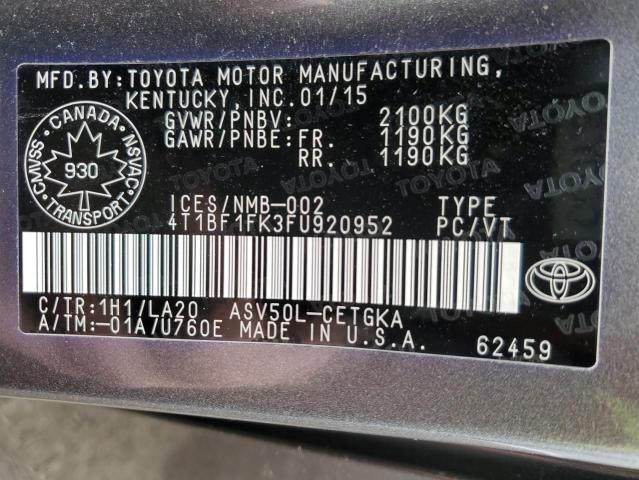 2015 TOYOTA CAMRY LE 4T1BF1FK3FU920952