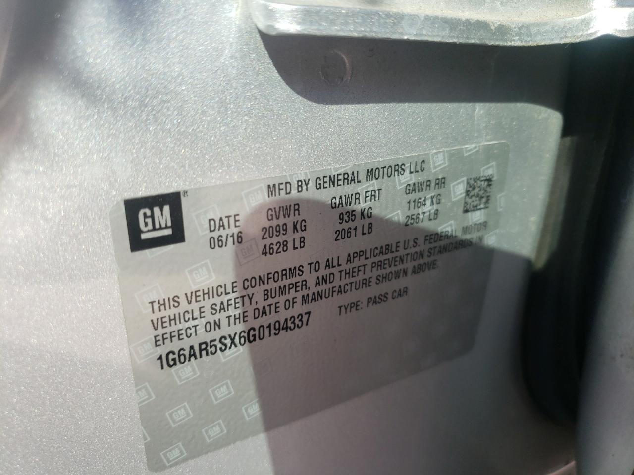 1G6AR5SX6G0194337 2016 Cadillac Cts Luxury Collection