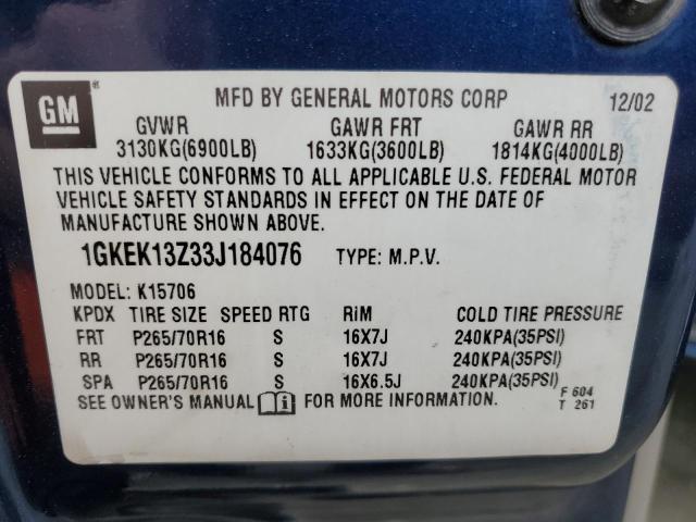 1GKEK13Z33J184076 2003 GMC Yukon