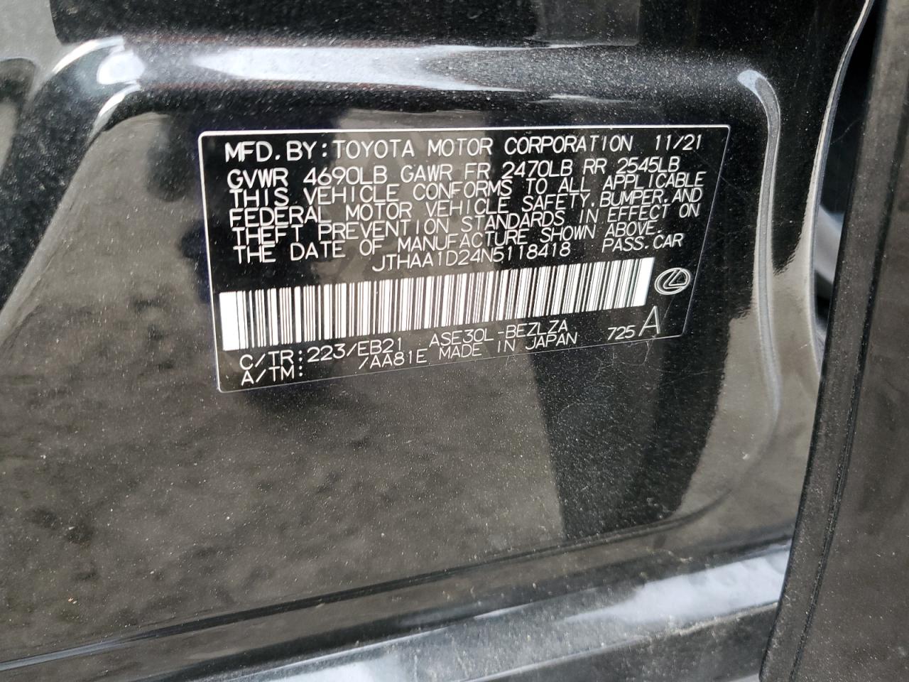 JTHAA1D24N5118418 2022 Lexus Is 300