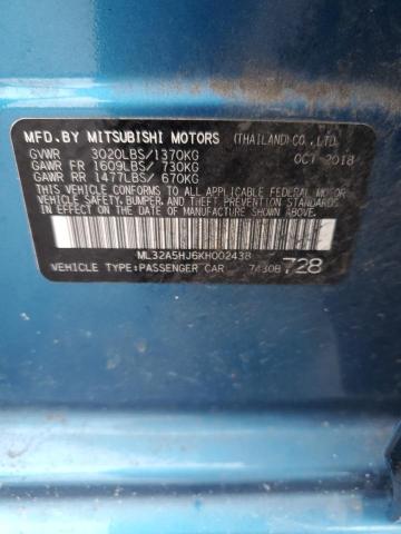 2019 MITSUBISHI MIRAGE LE ML32A5HJ6KH002438