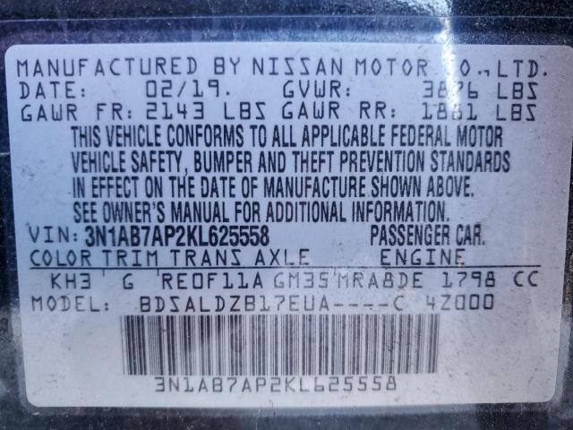 2019 NISSAN SENTRA S 3N1AB7AP2KL625558