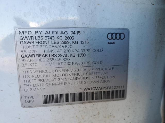 2015 AUDI Q5 TDI PRE - WA1CMAFP5FA127111