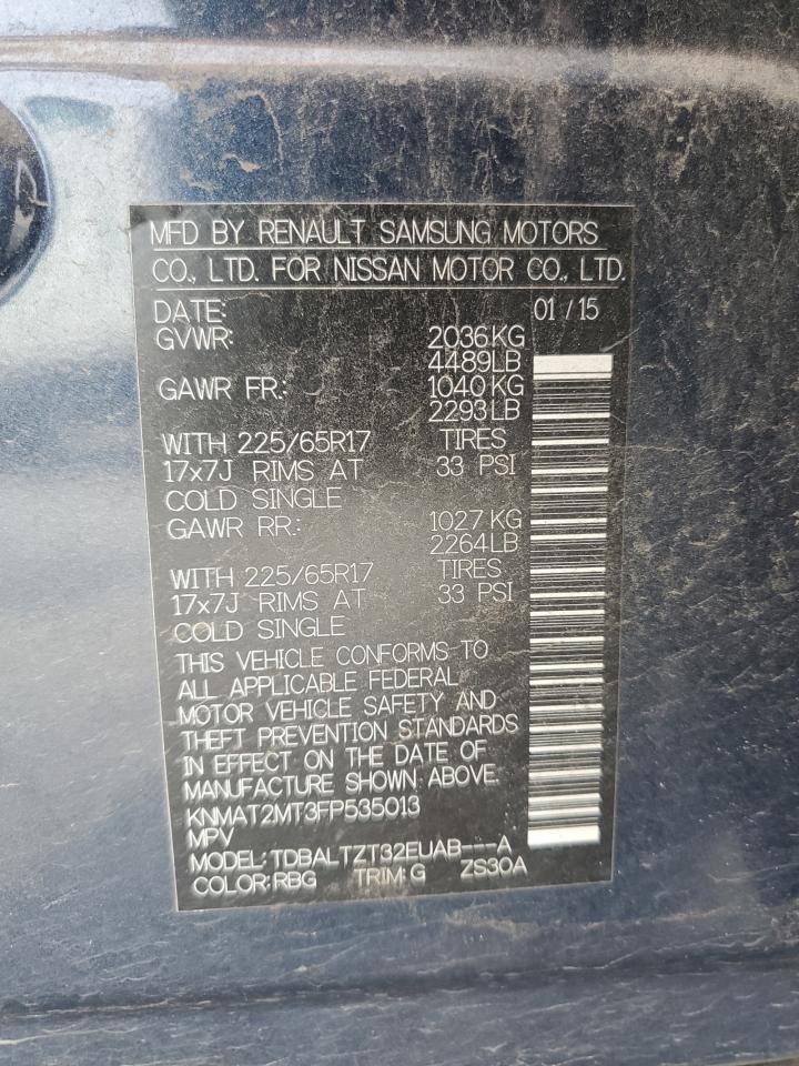 KNMAT2MT3FP535013 2015 Nissan Rogue S