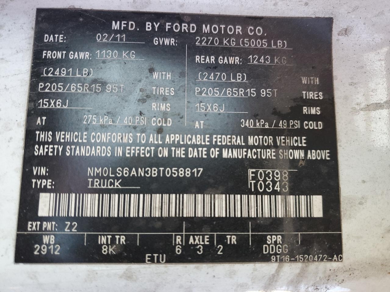 NM0LS6AN3BT058817 2011 Ford Transit Connect Xl