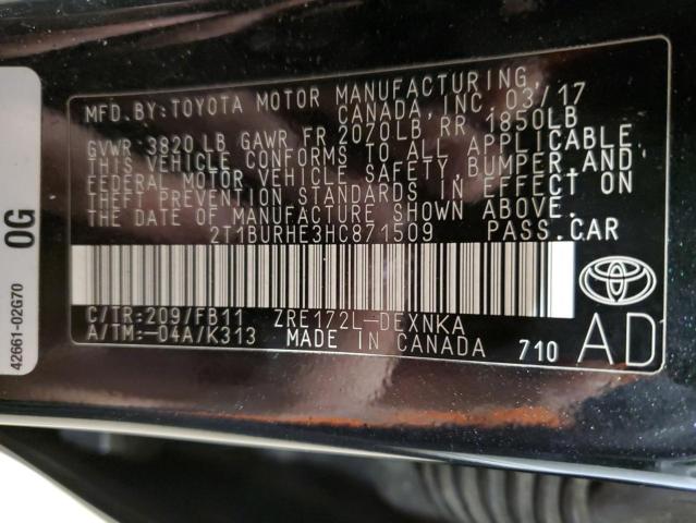 2017 TOYOTA COROLLA L 2T1BURHE3HC871509